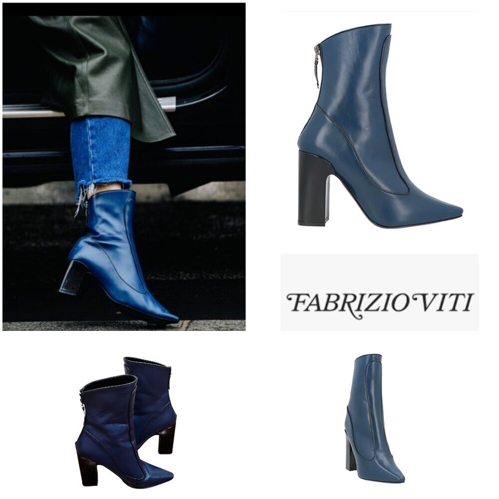 FABRIZIO VITI CAPALBIO LEATHER WINTER TIMELESS BOOTIE Size EU38/US 7.5